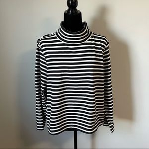 J CREW Classic Black & White Striped Mockneck Top